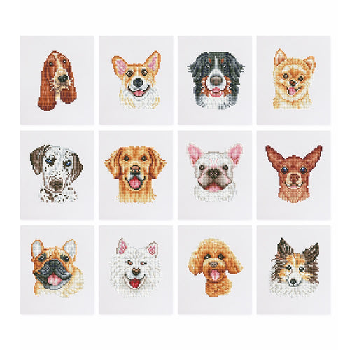 12 Mini Diamond Paintings - Schattige Honden set