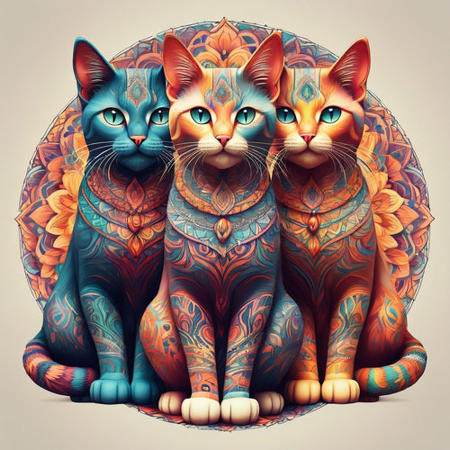 3 Katten mandala patroon