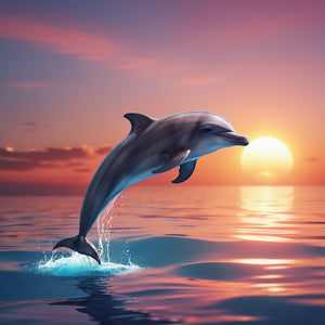 Dolfijn bij zonsondergang