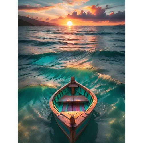 Boot bij magische zonsondergang